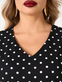 Платье чёрное из трикотажа в горошек Dora(фото4)