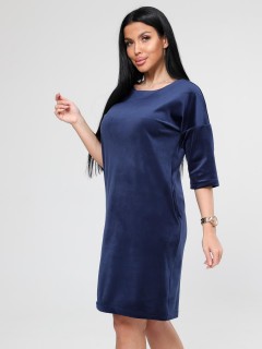 Платье велюровое тёмно-синее с карманами Iv-capriz(фото3)
