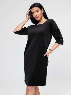 Платье велюровое чёрное с карманами Iv-capriz(фото3)