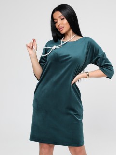 Платье велюровое изумрудного цвета с карманами Iv-capriz(фото3)