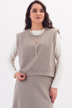 Жилет коричневый с принтом елочка Braslava