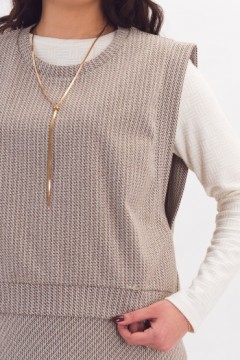 Жилет коричневый с принтом елочка Braslava(фото3)