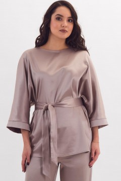 Блузка светло-серая с поясом Braslava