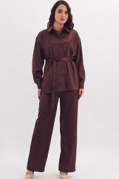 Рубашка коричневого цвета с поясом Braslava(фото2)