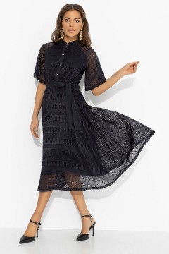 Платье кружевное тёмно-синее на трикотажном подкладе Charutti(фото2)