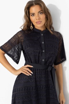 Платье кружевное тёмно-синее на трикотажном подкладе Charutti(фото4)