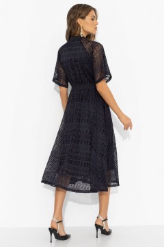 Платье кружевное тёмно-синее на трикотажном подкладе Charutti(фото5)