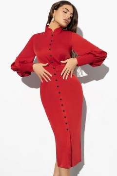 Платье-футляр красного цвета на пуговицах Charutti(фото5)