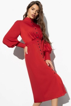 Платье-футляр красного цвета на пуговицах Charutti(фото3)
