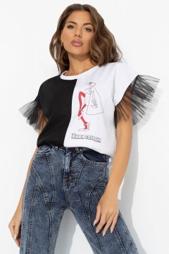 Футболка трикотажная с рукавами из фатина Charutti