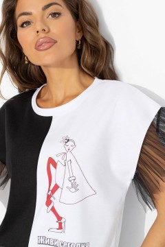 Футболка трикотажная с рукавами из фатина Charutti(фото4)