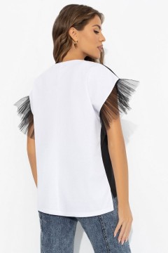 Футболка трикотажная с рукавами из фатина Charutti(фото5)