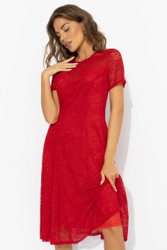 Платье кружевное красного цвета на подкладе Charutti(фото6)