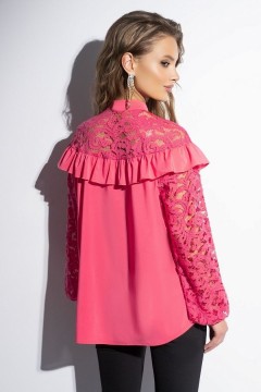 Рубашка ярко-розовая с рукавами из кружева Charutti(фото4)