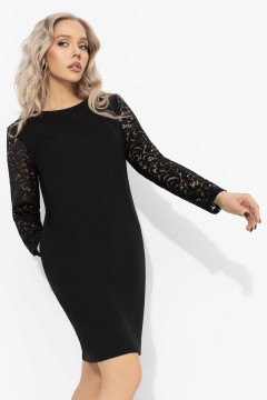 Платье чёрное с рукавами из кружева  Charutti(фото3)