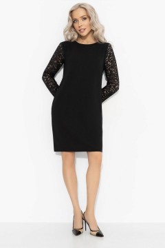 Платье чёрное с рукавами из кружева  Charutti(фото2)