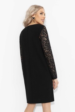 Платье чёрное с рукавами из кружева  Charutti(фото6)