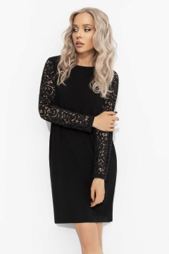 Платье чёрное с рукавами из кружева  Charutti(фото5)