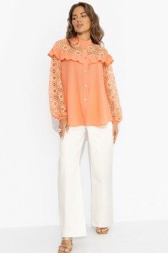 Рубашка оранжевая с рукавами из кружева Charutti(фото3)