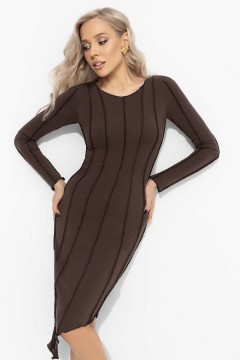 Платье коричневое с акцентными швами Charutti