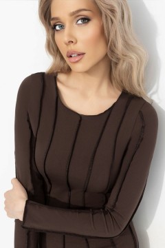 Платье коричневое с акцентными швами Charutti(фото5)