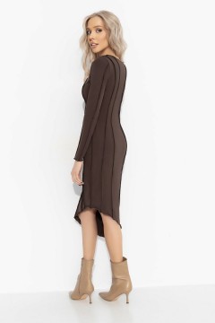 Платье коричневое с акцентными швами Charutti(фото8)