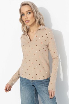 Поло с длинным рукавом в цвете латте Charutti