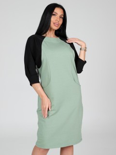 Платье из футера оливкового цвета с карманами Iv-capriz(фото3)