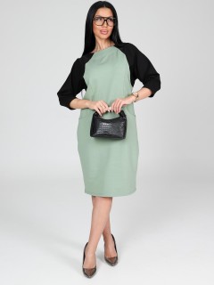 Платье из футера оливкового цвета с карманами Iv-capriz(фото2)