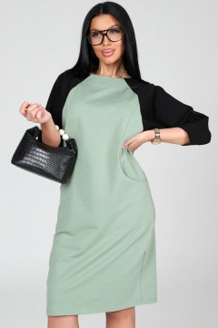 Платье из футера оливкового цвета с карманами Iv-capriz