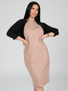 Платье из футера бежевого цвета с карманами Iv-capriz(фото3)