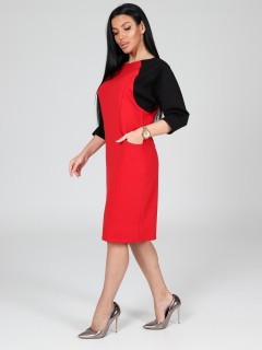 Платье из футера красного цвета с карманами Iv-capriz(фото6)