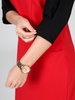 Платье из футера красного цвета с карманами Iv-capriz(фото5)