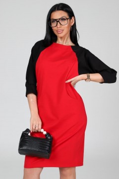 Платье из футера красного цвета с карманами Iv-capriz