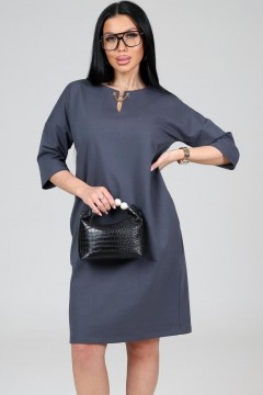 Платье серое из футера с карманами  Iv-capriz