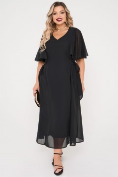 Платье длинное чёрное из шифона Dora