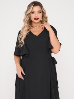 Платье длинное чёрное из шифона Dora(фото8)