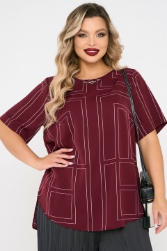 Блузка бордовая с принтом Dora