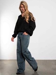 Джемпер чёрный из трикотажа с люрексом Kosmos(фото4)