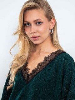 Джемпер зелёный из трикотажа с люрексом Kosmos(фото3)