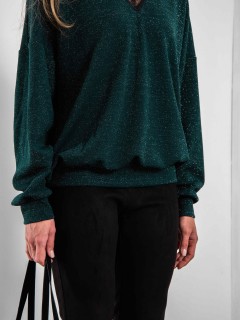 Джемпер зелёный из трикотажа с люрексом Kosmos(фото4)