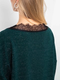 Джемпер зелёный из трикотажа с люрексом Kosmos(фото5)