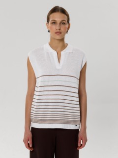 Блуза вязаная белая в полоску Priz(фото3)