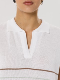 Блуза вязаная белая в полоску Priz(фото4)