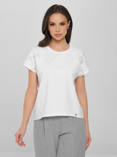 Футболка молочного цвета с декоративными цветами Priz(фото3)