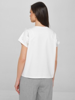 Футболка молочного цвета с декоративными цветами Priz(фото6)