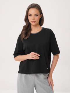 Футболка чёрная со стразами Priz(фото3)