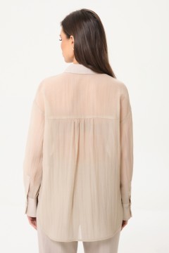 Блузка бежевая из органзы с эффектом креш Priz(фото9)