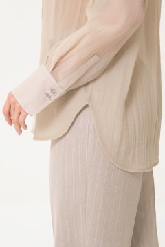 Блузка бежевая из органзы с эффектом креш Priz(фото8)