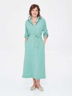 Платье А-образного силуэта пастельного зелёного цвета с поясом Priz(фото2)